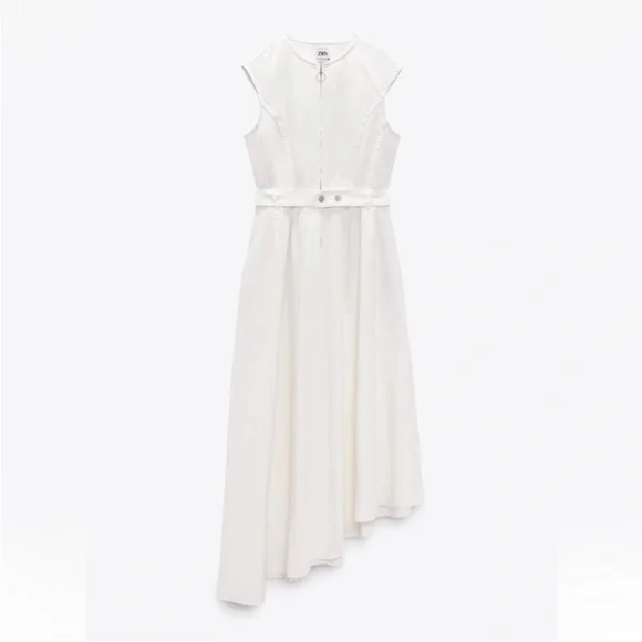 Zara | Dresses | Zara Asymmetric Dress White
